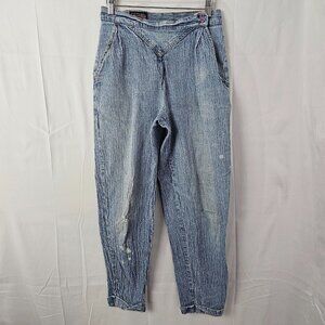VTG Brittania Jeans Womens Stone Wash Denim High Waisted Mom 90 Distressed 28x26